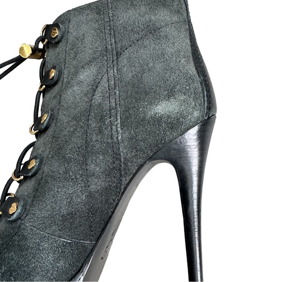 Tory Burch Hamila Lace Up Booties Suede Leather High Heel Platform Ankle Boots - Picture 6 of 10
